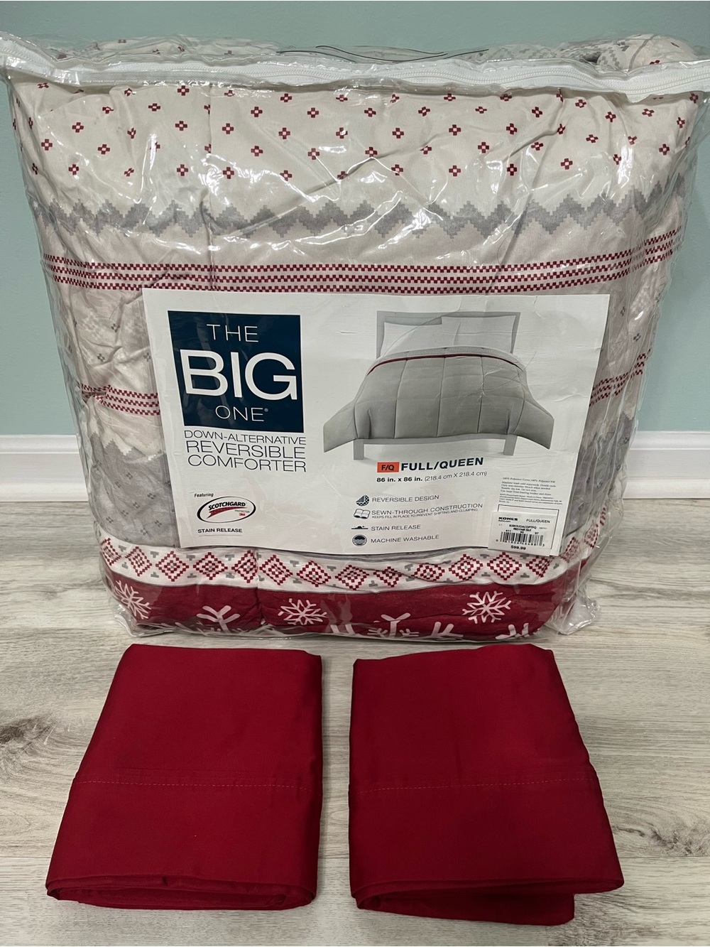 The Big One Red Fair Isle Full/Queen Reversible Comforter